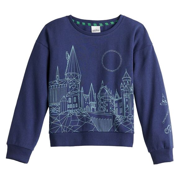 Harry Potter Other - Harry Potter Girls Navy Blue Hogwarts Castle Print Sweatshirt Sweat Shirt S (7)